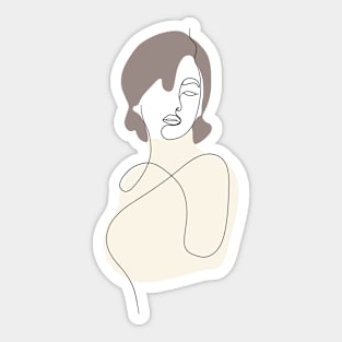 Lady - Simple Minimalist Line Art Design Sticker